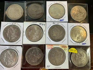 10 Morgan & 2 Peace Silber Dollar Lot 1880 S, 1883 S, 1886 O, 1889, 1891 O, 1924 - Bild 1 von 13