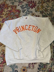 VINTAGE Champion Sweater Mens Extra Large Gray Reverse Weave Princeton Spell Out - Picture 1 of 3
