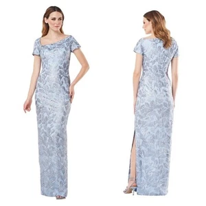 JS Collections Julia Cap Sleeve Column Gown Blue Sequin Size 16 NWOT $328 MSRP - Picture 1 of 10