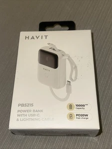 Havit PB5215 10000mAh Portable Power Bank Fast Charging USB Battery Pack **NEW** - Zdjęcie 1 z 2