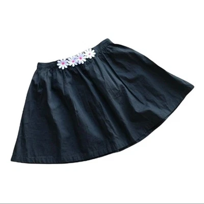 Gymboree Girls Skirt Size 10 Daisy Park Black Poplin Trim Skater Cotton NEW - Image 1 of 4