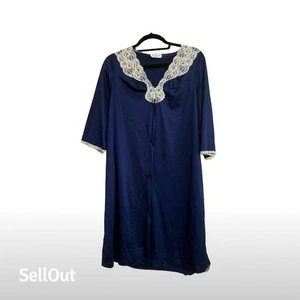 Vanity Fair Damen Nachthemd Vintage blau Spitzenbesatz Negligee M - Bild 1 von 4