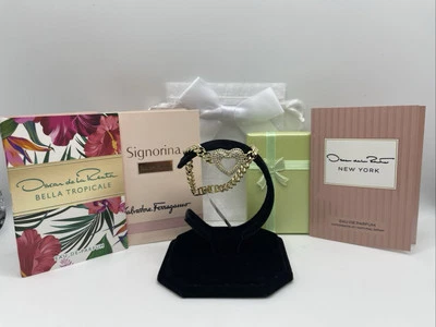 Pulsera Corazón Circonita cúbica Oro 14k Latón Eslabón Cubano 7 Pulgadas Ferragamo Perfume Foto 1 de 4