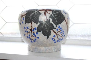 Jarrón jardinero de cerámica antiguo Louis Dage francés Art Deco uvas Art Nouveau - Imagen 1 de 7