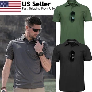 Men's Short Sleeve Atheletic Polo Shirts Quick Dry Team Active Work Casual Golf - Picture 1 of 29