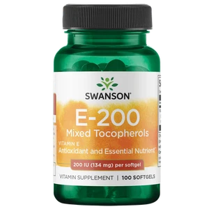 Swanson Vitamin E Mixed Tocopherols 200 Iu 100 Softgels - Picture 1 of 6
