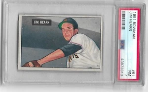 1951  Bowman #61 ~ JIM HEARN ~ New York Giants ~ PSA  7 NM - Picture 1 of 2