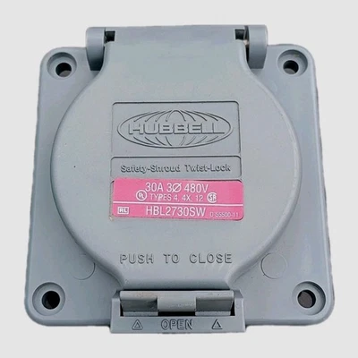 HUBBELL HBL2730SW Watertight Safety Shroud Locking Receptacle Twist Lock 30AMP - Image 1 of 4