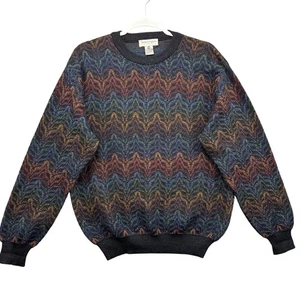 Tricots St. Raphael Sweater Mens Small Black Multicolor Merino Wool Crewneck - Picture 1 of 9