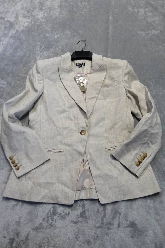 NWT J.Crew Size 10 Petite Flaxy Ivory Stretch Linen Blend Alexandra Blazer NWT - Image 1 of 4