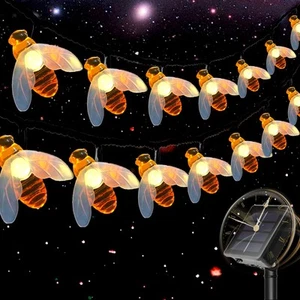 Solar Bee String Lights - 21Ft 30 LED Outdoor Fairy Lights with 8 Modes, Wate... - Picture 1 of 5