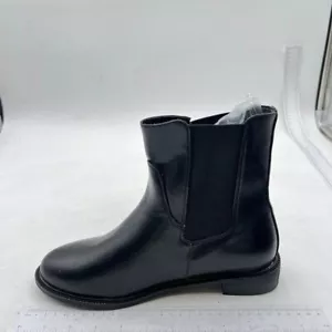 Women's Low Heel Ankle Boots Fashion Slip On Elastic Fall Booties Shoes Black - Picture 1 of 6