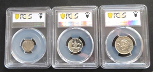 Australia. 1955 Melbourne - 3 Coin Silver Proof Set. PCGS : PR64, PR65, PR63 - Imagen 1 de 5