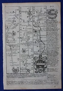 Antique road map OXFORDSHIRE, BUCKINGHAMSHIRE, BEDFORDSHIRE, Owen & Bowen, 1724 - Picture 1 of 4