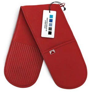 Red Double Oven Mitt Kitchen Protection - Pack of 1-32" Long - Heat Resistant... - Picture 1 of 8