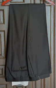 CANALI 13290 Flat Front 100% Wool Suit Dress Pants Size 42" Waist, Black - NWD - Picture 1 of 9