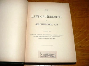 Antikes "Die Gesetze der Vererbung" 1887 Hardcover Buch von Geo. Williamson, MD - Bild 1 von 8