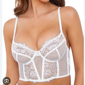 WINGSLOVE Bra 32D White Lace Balconette/ Longline Unlined Multiway - Picture 1 of 6