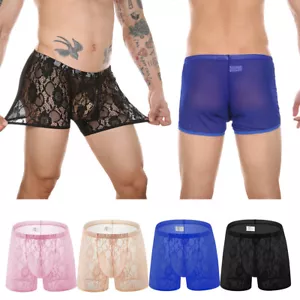 Lencería Sissy Tronks para Hombres Ropa Interior Transpirable Calzoncillos Boxer Encaje Transparente - Imagen 1 de 27