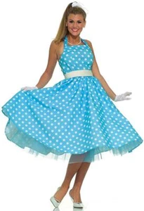 Summer Daze 50's Sock Hop Retro Polka Dot Fancy Dress Halloween Adult Costume - Picture 1 of 10