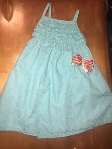 Beautiful Sz 4 Aqua Blue "Penelope Mack" Easter party girls dress + Hair Bow - Picture 1 of 10