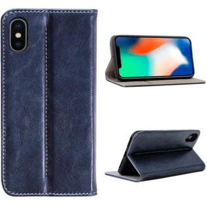 Luxus Leder Schutzhülle für Apple iPhone XS Smartphone Tasche Case Cover blau - Picture 1 of 11