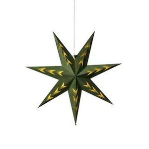 Estrella de papel colgante: acabado de terciopelo: cable enchufable y bombilla: 60 cm: verde y dorado - Imagen 1 de 9