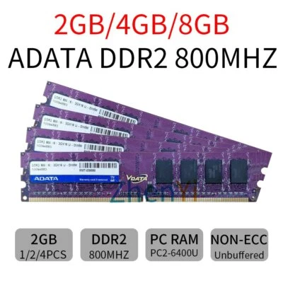 Original ADATA 8GB 4GB 2GB DDR2 800Mhz PC2-6400 240Pin DIMM Desktop Memory SDRAM - Image 1 of 4