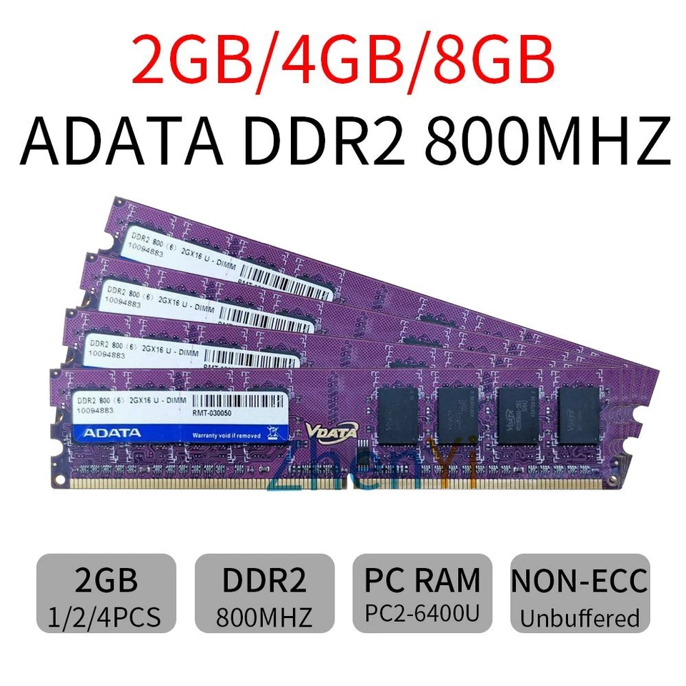 Original ADATA 8GB 4GB 2GB DDR2 800Mhz PC2-6400 240Pin DIMM Desktop Memory SDRAM - Image 1 of 4