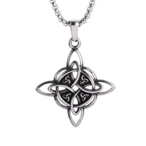 Hexenknoten Edelstahl Halskette Keltischer Knoten Kreuz Wicca Schutz Amulett - Bild 1 von 8