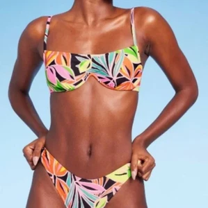 Damen-Bikinioberteil Bügel-BRALETTE - Wild Fable tropischer Druck L - Bild 1 von 6