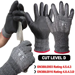 12 PAIRS PU ANTI CUT RESISTANT SAFETY WORK GLOVES BUILDERS PROTECTION LEVEL 5 - Picture 1 of 5