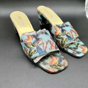 Ann Marino Y2K Women’s Blue Holographic Butterfly Slides Heels Sandals - Size 12 - Picture 1 of 8