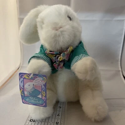 1995 Vintage White Easter Bunny Rabbit Peter Cottontail Plush 9 inch - Image 1 of 4