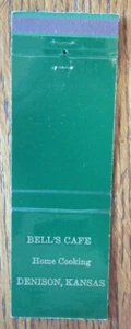 DENISON, KANSAS: BELL'S CAFÉ AÑOS 60 MATCHBOOK MATCHCOVER -E - Imagen 1 de 1