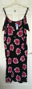 BEAUTIFUL BON MARCHE BLACK PINK COLD SHOULDER MAXI DRESS BNWT SIZE 28 - Picture 1 of 3