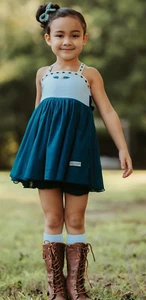 Girls Camille and Leah Designs Boutique Jade Allie Dress & Short Set size 14 NWT - Picture 1 of 4