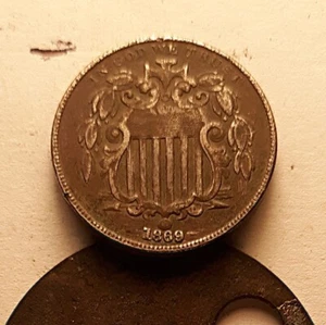 20)   1869 Shield Nickel (5c), XF-AU. A Very Nice Coin. - Picture 1 of 2