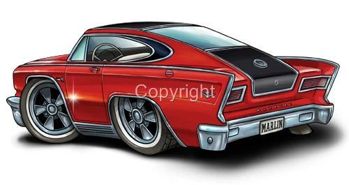 1965 1966 1967 AMC MARLIN Cartoon Tshirt Rambler #9281 cartoontees vintage auto - Image 1 of 1