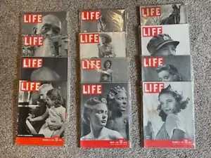 Lot of 12 Vintage Life Magazines WWII ERA (2) 1937, (3) 1939, (2) 1940, (5) 1941 - Picture 1 of 7
