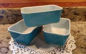 3 Vintage blau Pyrex 0502 Kühlschrank Geschirr - Bild 1 von 12