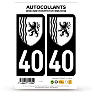 2 Autocollants plaque immatriculation 40 Landes - Nouvelle-Aquitaine Bi-ton - Picture 1 of 13