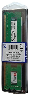 kingston 4 GB PC3-10600 Ddr3-1333 MHz KVR1333D3N9/4G DIMM memoria RAM desktop - Immagine 1 di 4