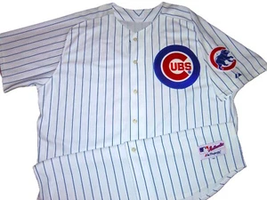 VTG AUTHENTIC LOU PINIELLA CHICAGO CUBS MLB MAJESTIC PINSTRIPE JERSEY 56 SEWN! - Picture 1 of 5