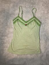 Victoria’s Secret Y2K Cami Floral Green Lace Pink Ribbon Girly Fairy XS