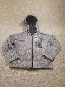 Boys NIKE Therma Dri-fit Zip Up Hoodie Sweatshirt Youth Size 7 Gray Black Spell - Picture 1 of 13