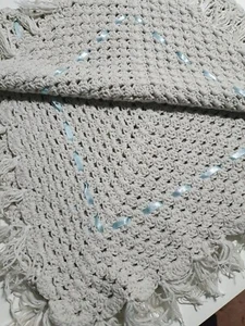 Handmade knitted/Crochet baby blanket grey for Crib Pram Moses Basket etc - Picture 1 of 5