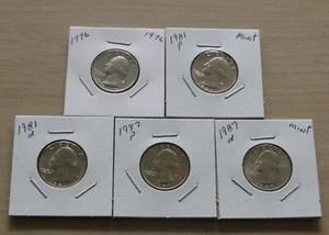 5-Washington Quarters 11P6-10 Mint Uncirculated Quarters 1976p, 1981pd, 1987pd - Picture 1 of 4