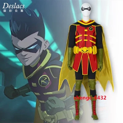 Batman Son Damian Wayne Robin Cosplay Halloween Costume Boys Vest Jumpsuits Suit - Image 1 of 4