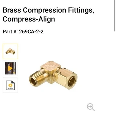 Parker 25pk 1/8” 90° Elbow Brass Compression Fittings Compress-Align 269CA-2-2 - Image 1 of 4